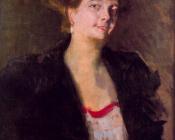 华金索罗利亚巴斯蒂达 - Portrait of Dona Elena Ortuzar